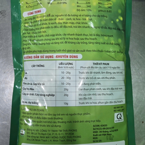 PHÂN BÓN LÁ NPK 21-21-21 GÓI 1KG
