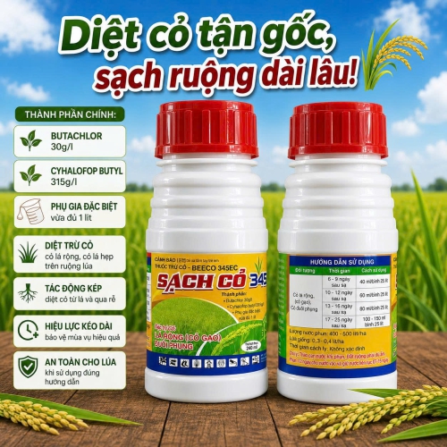 SẠCH CỎ 345EC – GIẢI PHÁP KIỂM SOÁT CỎ TRÊN RUỘNG LÚA 