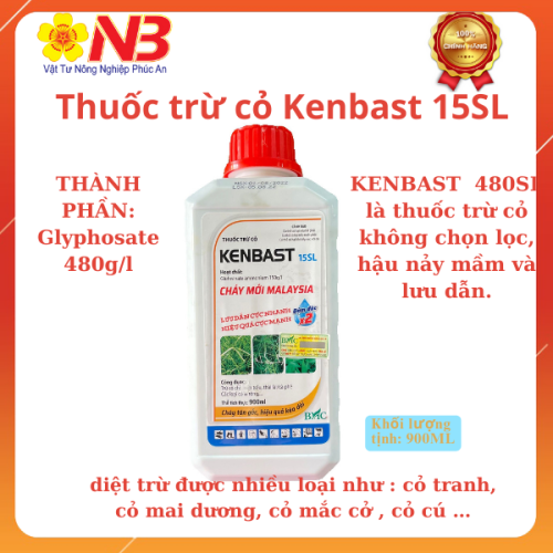(CỎ) Thuốc trừ cỏ Kenbast 15SL- 900ml hoặc mẫu Kenup Vua cháy Khai hoang. Glufosinate 150g/l) - Cháy mới Malaysia- Lưu dẫn cực nhanh, hiệu quả cực mạnh- cháy chậm