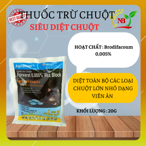 FORWARAT 0.005% WAX BLOCK – SIÊU DIỆT CHUỘT THẾ HỆ MỚI 1 BỊCH 5 VIÊN