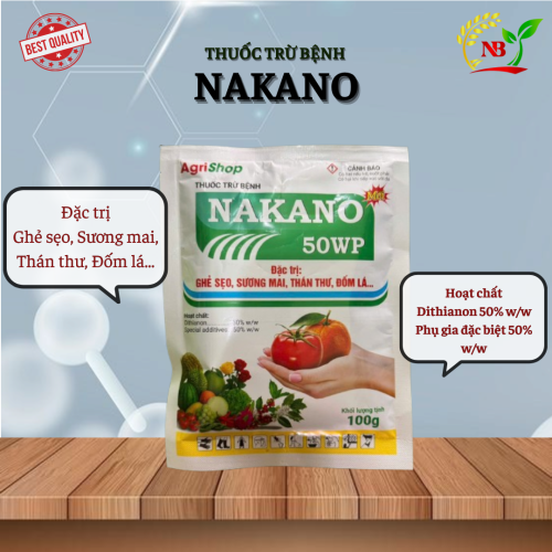 Combo mua 10 gói tặng kèm 1 gói. Thuốc trừ bệnh NAKANO 50WP 100g Đặc trị sương mai, thán thư, đốm lá, ghẻ sẹo Agrishop