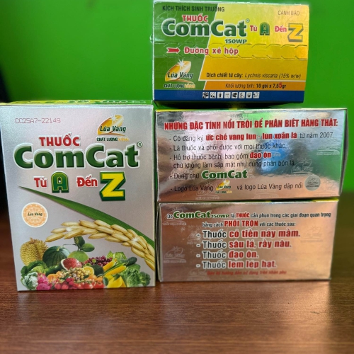 (KTST) Hộp 10 gói Comcat 7,55 gam (chính hiệu lúa vàng- kích thích tăng trưởng cây trồng)- VTNN Năm Bưu