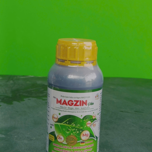 Phân bón hữu cơ  Agro MAZI FLEX HIỆU MAGZIN PLUS HỮU CƠ-MAGIE-KẼM-ACID FULVIC  (PHỤ GIA KHÁNG KHUẨN MARASPERSE AG&CHẤT SIÊU LOANG TRẢI SYLGARD) 500ML