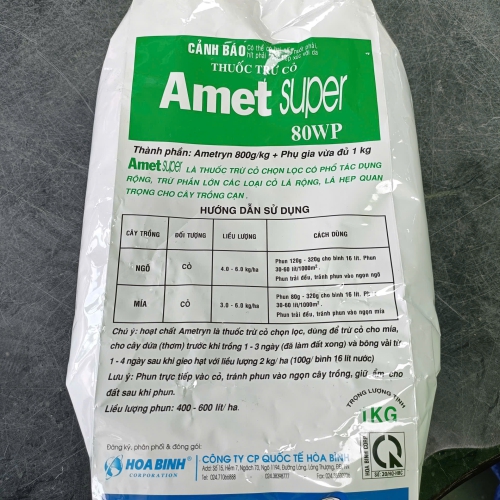 Amet Super 80WP- 1Kg- ametryn 800g/kg- Thuốc trừ cỏ chọn lọc trên ngô, mía